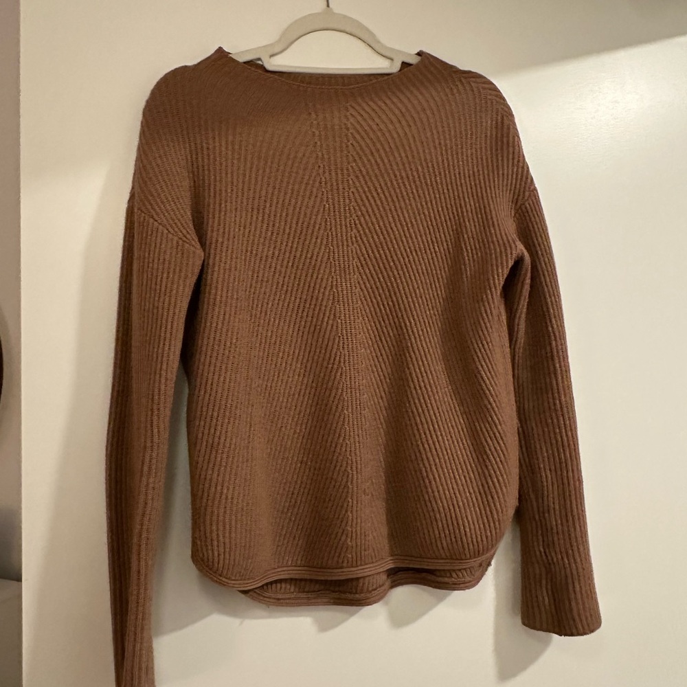 Camel Ribbed Knit Sweater - XS